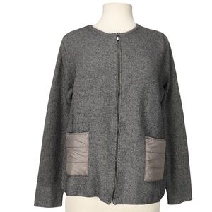 Sweater Jacket Ribbed Knit Classic Demian Collection  Women’s Size S / M Gray